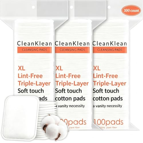 Astraescly 3-Pack Large Cotton Pads for Face, Sensitive Skin, 300 Count