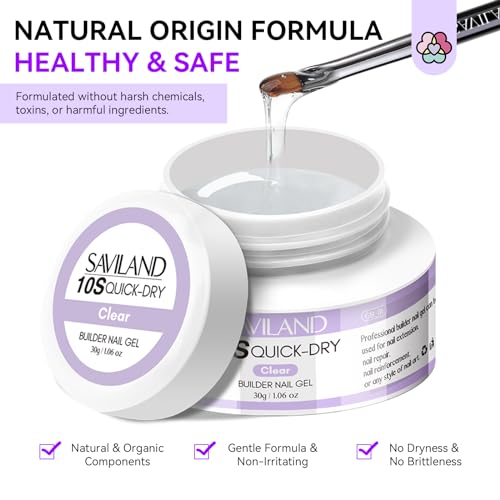 SAVILAND Quick-Dry Builder Gel Kit for Nails with UV Light & Tools