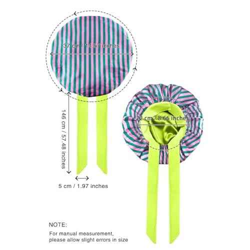 Double Layer Silk Bonnet with Tie Satin Lined Sleep Cap Hair Cover for Women's Curly Natural Hair