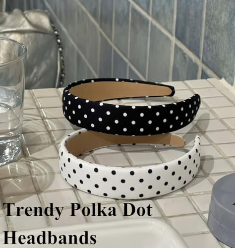 Polka Dot Headbands for Women Non-Slip Wide 1 inch 2PC