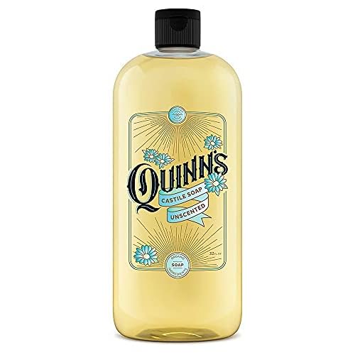 Quinn's Pure Castile Organic Unscented Liquid Soap 32 oz Alcohol Free Rose Witch Hazel with Aloe Vera 16oz
