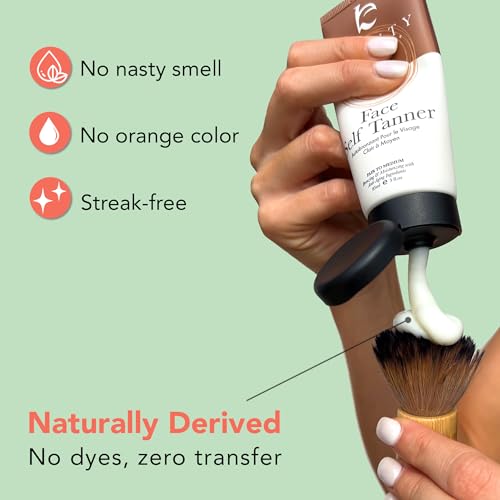 Face Tanner Made with Natural & Organic Ingredients and Kabuki Face Brush for Self Tanner Application