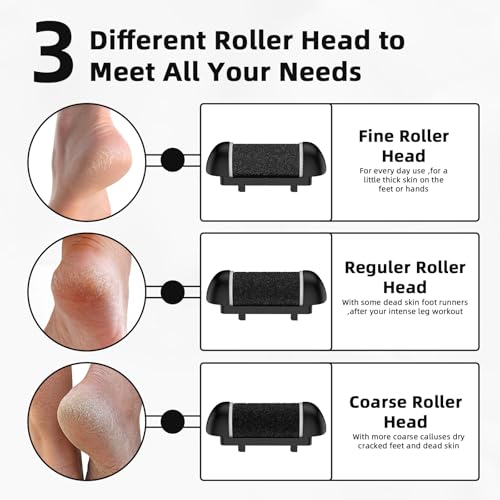 Rechargeable Electric Callus Remover for Feet with 3 Replacement Rollers and LED Light