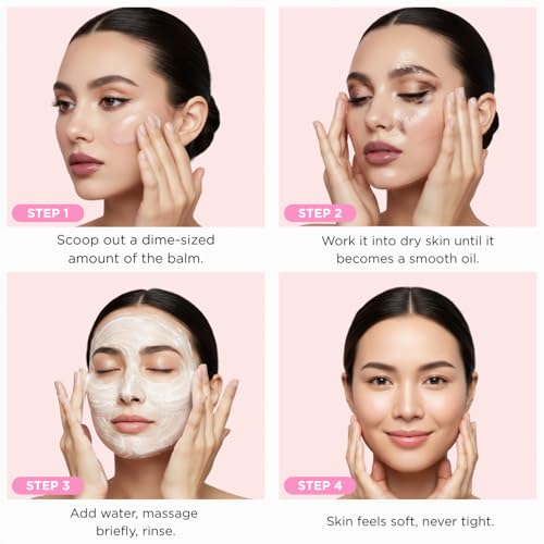 Epielle Melting Cleansing Balm Oil Cleanser - Tea Tree Oil Makeup Remover for Face, Gentle Deep Pore Cleanser, Waterproof Mascara Remover, Sensitive Skin Safe, 1.05oz