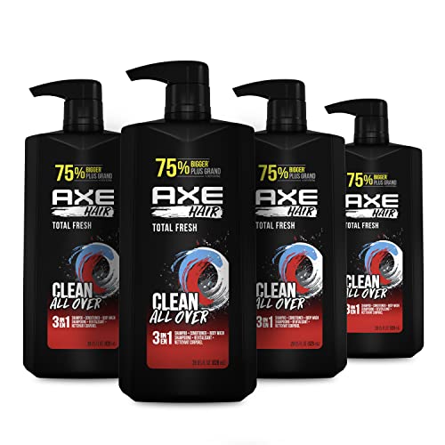 AXE Total Fresh 3-in-1 Body Wash & Shampoo for Men, 28 oz (4 Pack)