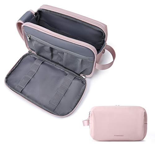 BAGSMART Pink Medium Travel Toiletry Bag Organizer Water-Resistant Dopp Kit
