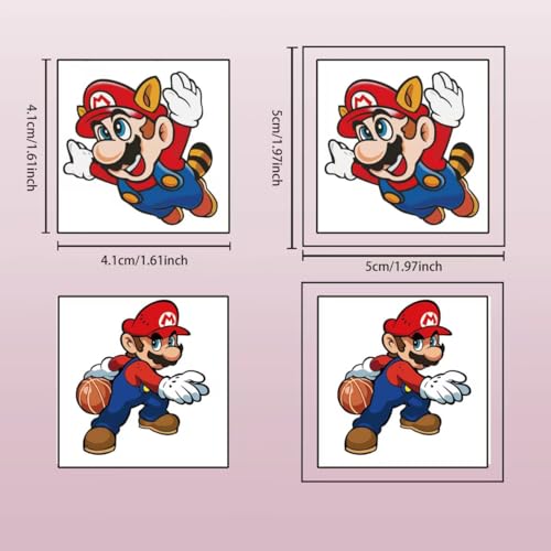 40-Pack Mario Temporary Tattoos for Kids Party Favors