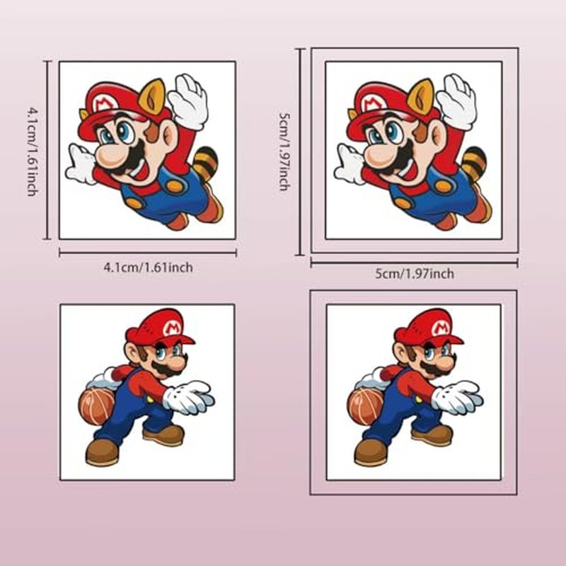 40 Sheet Mario Temporary Tattoos for Kids