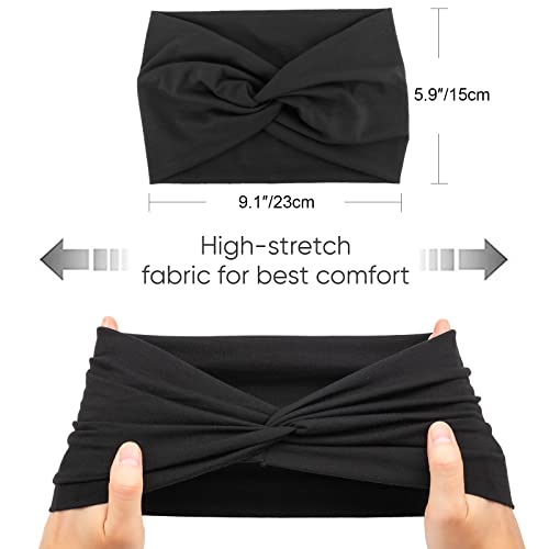 DRESHOW 4-Pack Turban Headbands for Women - Wide Head Wraps