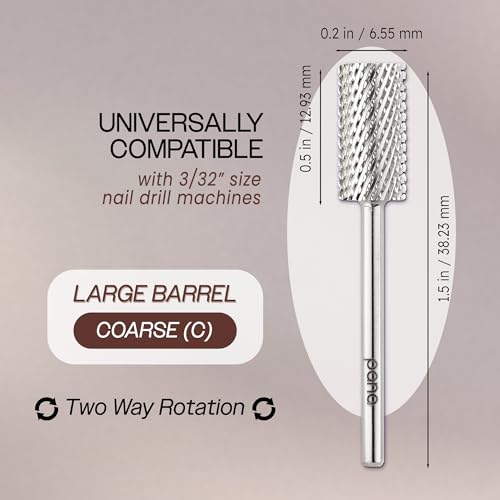 Flat Top Large Barrel Carbide Bit 3/32" Shank - Coarse Grit Nail Drill Bit