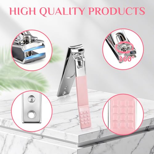Pink 26-Piece Manicure & Pedicure Set for Women, At-Home Nail Care Kit