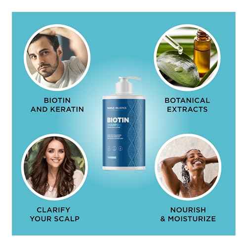 Rosemary and Biotin Shampoo for Thinning Hair - Vegan Volumizing Shampoo for Fine Hair with B Vitamins Argan Oil & Tea Tree Essential Oil - Paraben Silicone and Sulfate Free Vegan Formula (25 Fl Oz)