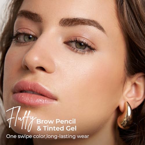 Sace Lady 2 in 1 Eyebrow Pencil & Eyebrow Gel, Dual-Ended Brow Pen & Eyebrow Brush for Fuller Brows, Fluffy & Precise, Waterproof Long-Lasting Eyebrow Pen for Women(03 Dark Brown)