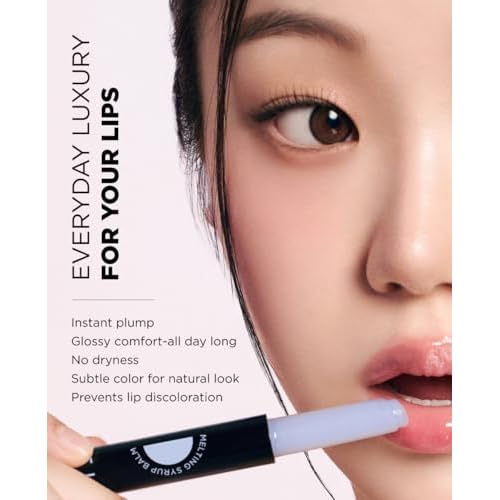 EITHER& Melting Syrup Balm (02 ICY BLUE), Korean Lip Balm, Plumping, Non-Sticky, Transparent, Cooling Sensation, Glossy Finish (0.25 fl. oz.)