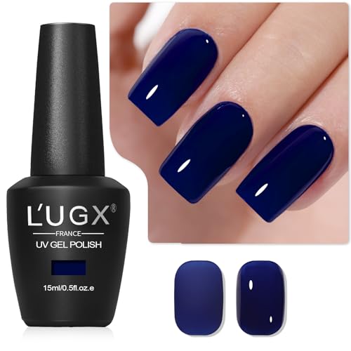 L'UGX Dark Blue Gel Nail Polish Navy Color Gel Polish 15ML Long Lasting UV Gel Colors for Nails Art DIY Manicure & Pedicure at Home Salon Holiday Gifts for Women LGS-705