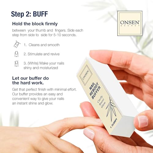 Onsen Secret Japanese Nail Care Kit with Cuticle Serum & Buffer Block