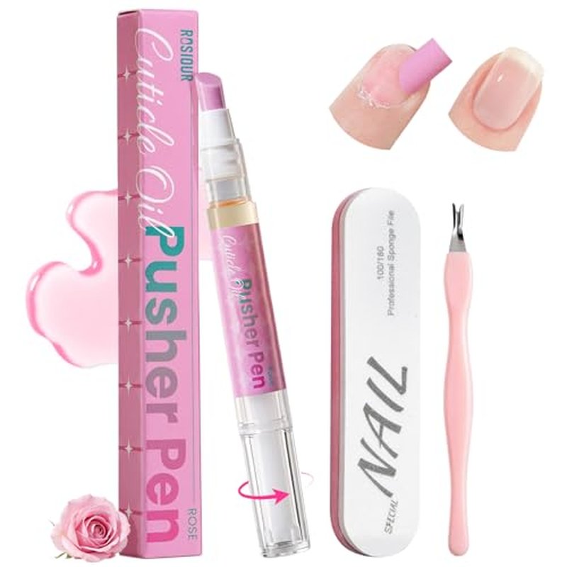 3-in-1 Cuticle Pusher Oil Pen with Ceramic Tip - Nourishing Nail Care