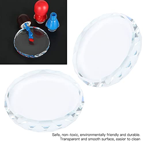 Glass Nail Art Palette Set - 2 PCS Mixing Plate for Polish & Cosmetics