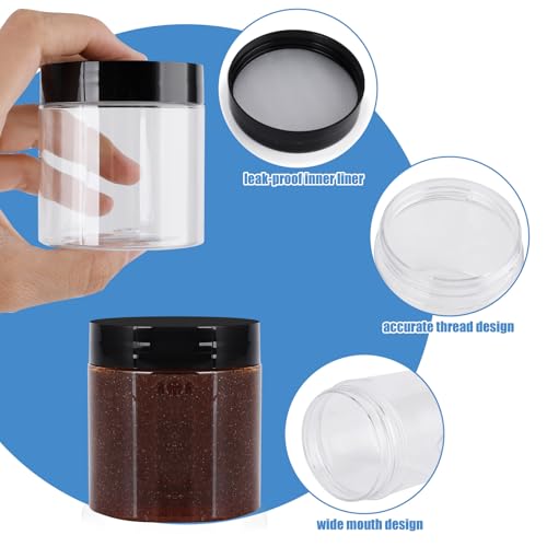 60 Pack 4 Oz Clear Plastic Containers with Lids BPA Free