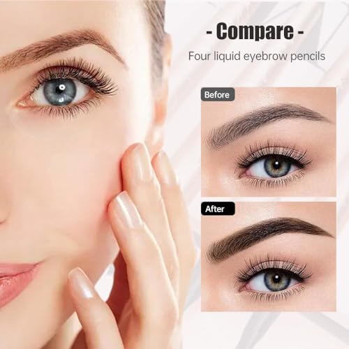 3D Microblading Eyebrow Pen - Waterproof, 4-Tip, Dark Brown