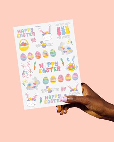 Easter Temporary Tattoos - 48 Glitter Styles for Kids