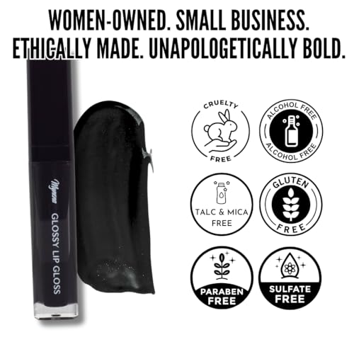 Mynena Lipgloss Black | Non-Sticky Hydrating Formula Lip Gloss for Women | Hydrating Gloss & Lipstick Topper | Blake