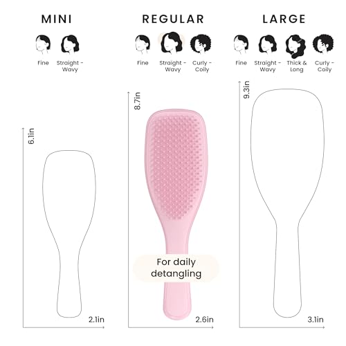 Tangle Teezer Ultimate Detangler Brush for Wet & Dry Hair, Eliminates Knots & Reduces Breakage for Straight to Wavy Hair Types, Millennial Pink
