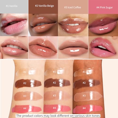 4-Piece Hydrating Lip Gloss Set - Shiny Jelly Finish