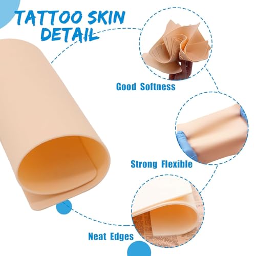 Tattoo Practice Skin - Combofix 20Pcs Double Sided Blank Tattoo Skin Fake Skin, 7.4x5.6in Soft Practice Skins Fake Eyebrow for Beginners and Experienced Artists (Soft Silicone)
