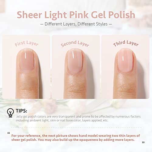 GAOY Sheer Gel Nail Polish 16ml Light Pink UV Cure