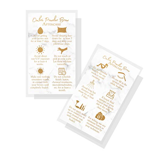 Ombre Powder Brow Aftercare Cards | 50 Pack | 2x3.5"