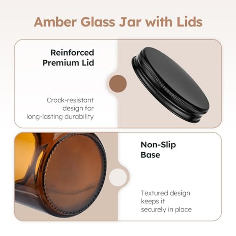 4 oz Amber Glass Jars with Lids, 24 Pack Airtight Containers