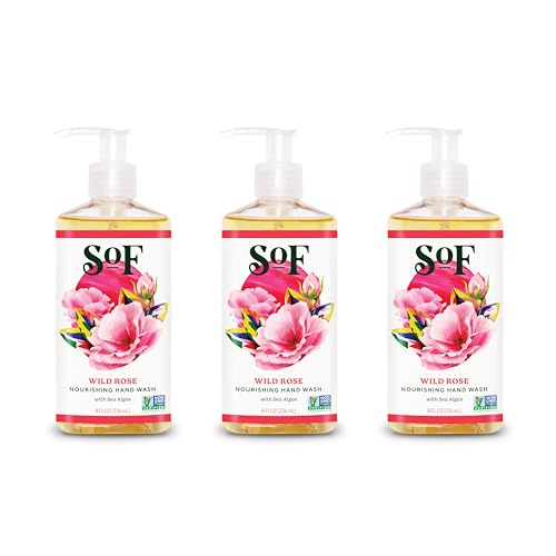 South Of France Climbing Wild Rose Clean Hand Wash Clean Body Care | Moisturizing Liquid Hand Soap with Mediterranean Sea Algae | 8 oz Pump Bottle – 3 Pack