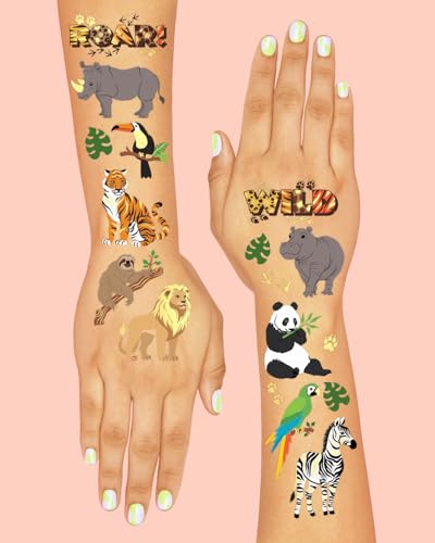 xo, Fetti Jungle Animals Temporary Tattoos - 56 Gold Foil