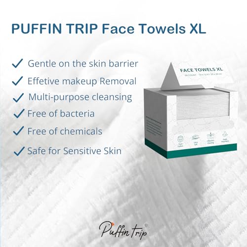 Disposable Face Towels Cotton Fiber 10¡¯¡¯ x 12¡¯¡¯ Ultra Soft Skin Friendly Super Absorbent Towelettes Facial Tissue Face Wipes for Effective Cleansing, Makeup Remover, 50 Count 1 Pack