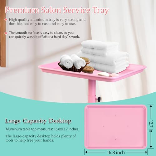Salon Señor Pink Adjustable Height Salon Tray with Wheels
