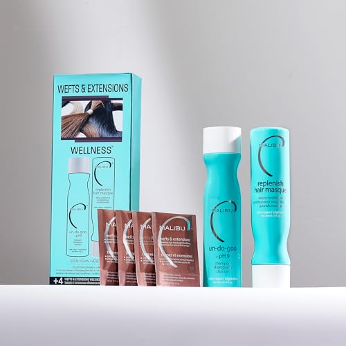 Malibu C Wefts and Extensions Wellness Hair Collection - Hair Care for Extensions and Wefts Maintenance - Helps Reduces Breakage & Shedding - Maintains Natural-Looking Connections