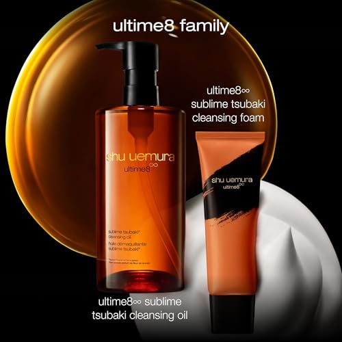 shu uemura Ultime8 Sublime Tsubaki Cleansing Foam, Facial Cleanser Removes Impurities and Makeup, Hydrating Face Wash for Refreshed Skin, 4.2 Fl. Oz.