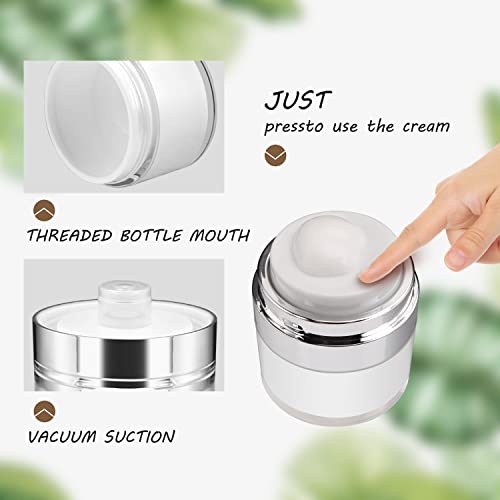 Cositina 6 Pack 0.5oz/15ml Airless Pump Jars,Empty Acrylic Airless Makeup Cosmetic Container with Press Pump,Mini Portable Travel Size Jar With Lid for Thick Moisturizer,Creams,Gel Lotion,White