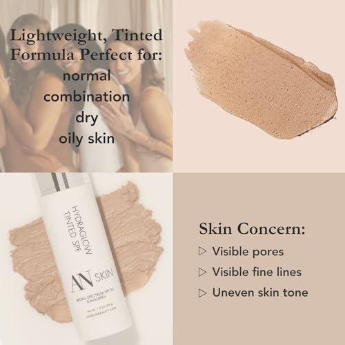 AN Skin - Hydraglow Tinted Sunscreen for Face with Spf 50 - Tinted Face Moisturizer - Ultimate Skin Protection, Balances Hydration, Minimizes Pores & Even Tone