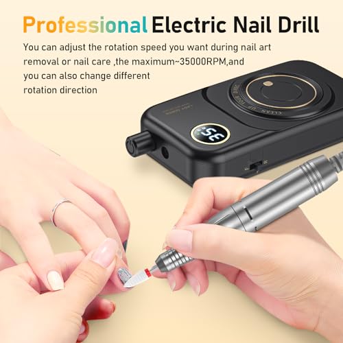 Portable Electric Nail Drill 35000RPM Rechargeable