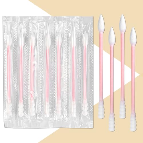 SLequipo 1000 Count Pink Individually Wrapped Cotton Swabs for Travel & Personal Care