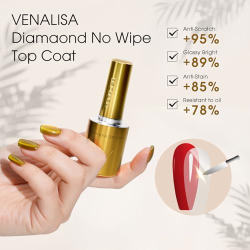 VENALISA No Wipe Gel Top Coat - High Gloss Shiny Clear Gel Polish