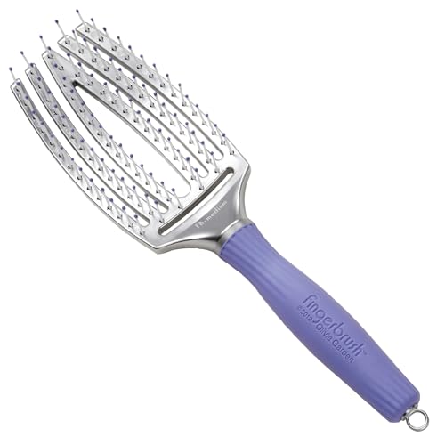 Olivia Garden Finger Brush Scalp-Hugging & Vented Paddle Hair Brush FB - Purple Silver