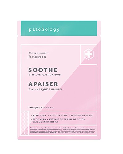 Patchology "Soothe FlashMasque Facial Sheet Mask with Aloe Vera - Men and Women Face Masks Skincare Sheet for Moisturizing and Hydrating Skin in 5 Minutes - Best Face Sheets Moisturizer (4 Count)