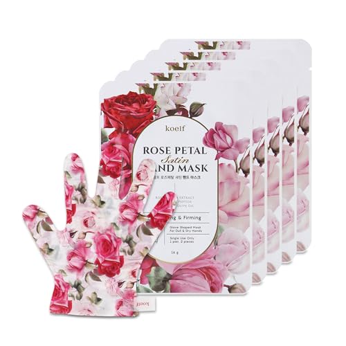 Koelf Rose Petal Satin Hand Mask (5 Pairs) - Hydrating Glove Treatment