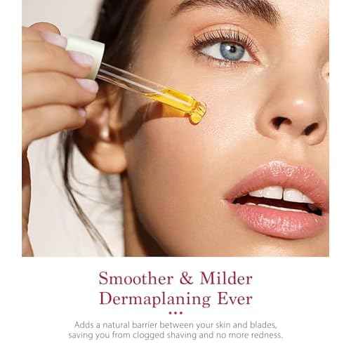 SINAHET Dermaplaning Oil, Natural Moisturizing Shave Oil for Face & Body Hair, Skin Soothing Oil made with essence of Jojoba, Vitamin E, Tea Tree, and Grape Seed (1.7fl. oz/50ml)