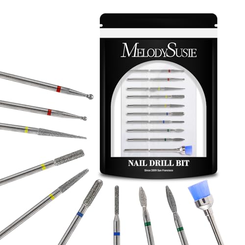 Nail Drill Bits Set - 10 Pieces Diamond Cuticle & Filing Bits - Silver - Variation of THIS listing