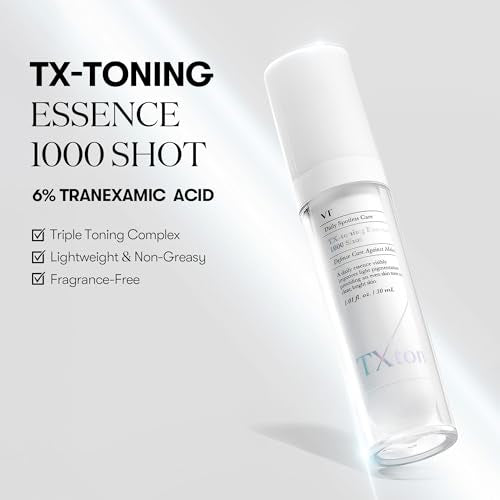 VT COSMETICS TX Toning Essence 1000 Shot, Tranexamic Acid Serum with Niacinamide, Glutathione for Radiant Glass Skin Face, Dark Spots, Sun Spots, Age Spots, Acne Scar, Korean Skin Care (1.01 fl. oz.)