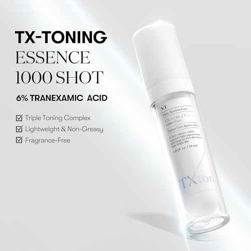 VT COSMETICS TX Toning Essence 1000 Shot, Tranexamic Acid Serum with Niacinamide, Glutathione for Radiant Glass Skin Face, Dark Spots, Sun Spots, Age Spots, Acne Scar, Korean Skin Care (1.01 fl. oz.)